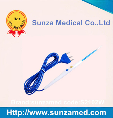 OD4.0 single pin White color Disposable  Hand control electrosurgical Pencil with120mm Blade with 3 Meter cable，S2102W